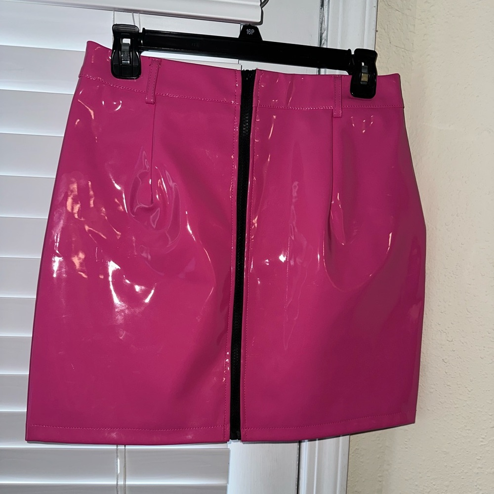 PINK LEATHER/ PLASTIC SKIRT